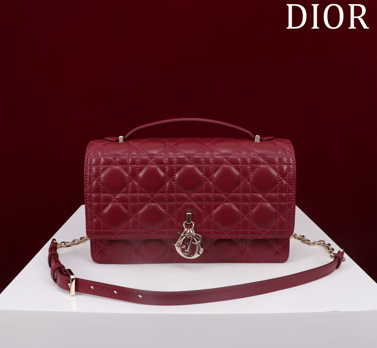 My Dior Top Handle Bag Burgundy Cannage Lambskin